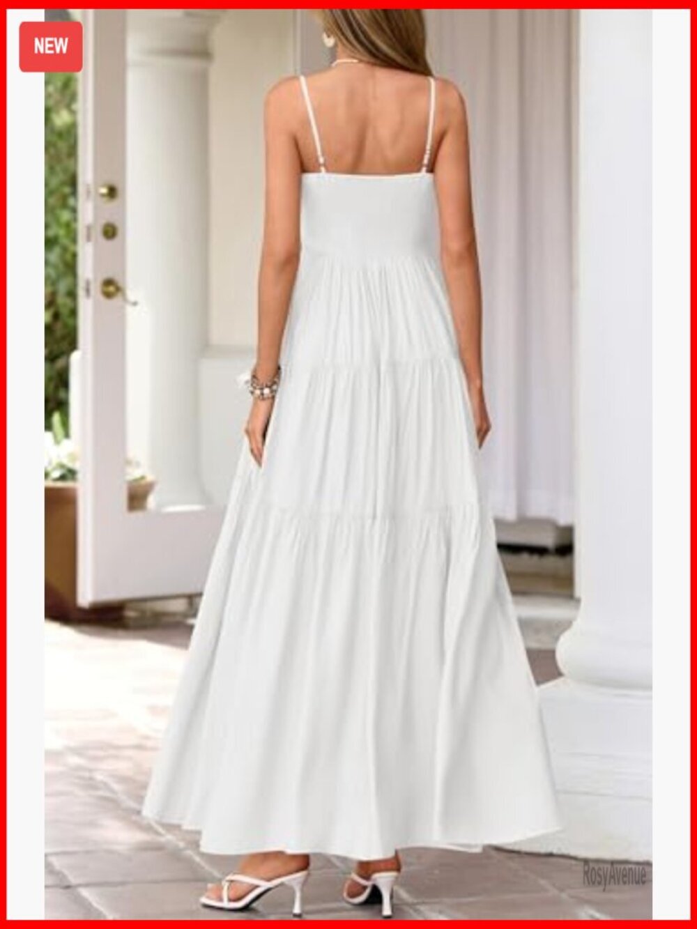 Sleeveless Spaghetti Strap Smocked Maxi Dress, Boho Summer Beach Sundress - Picture 3 of 7